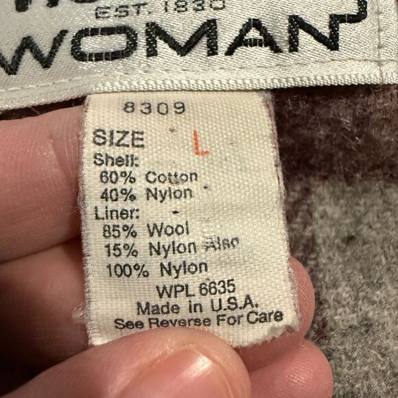 VTG Woolrich Woman Pink Mountain Parka Jacket Wool Plaid Lined Hooded Large USA - Picture 7 of 11